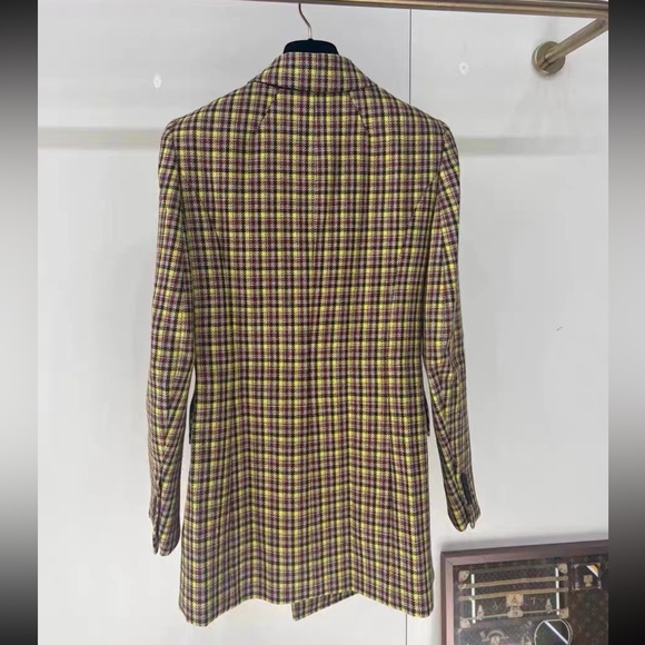 🚩steal authentic Balenciaga Yellow and Black Plaid Blazer - Picture 2 of 7